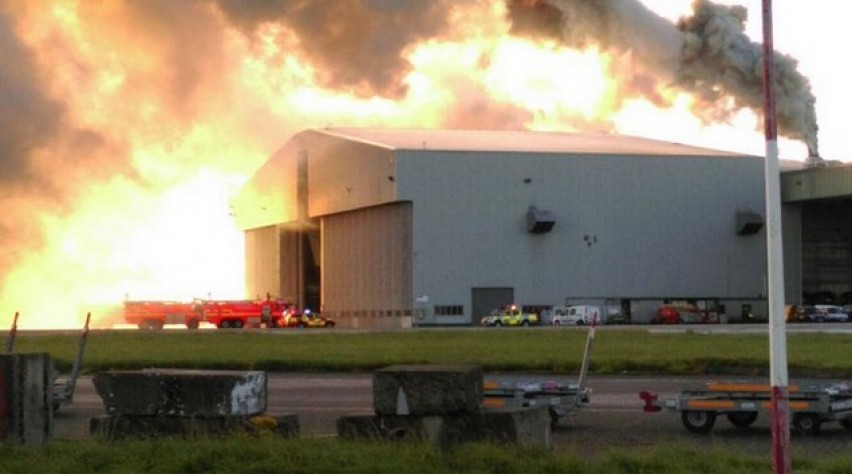 dublin, luchthaven, brand, hangar