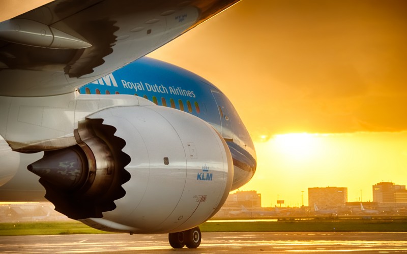 KLM 787 zonsondergang