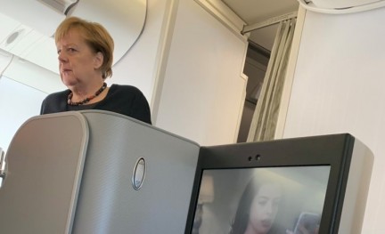 Angela Merkel op Iberia-vlucht