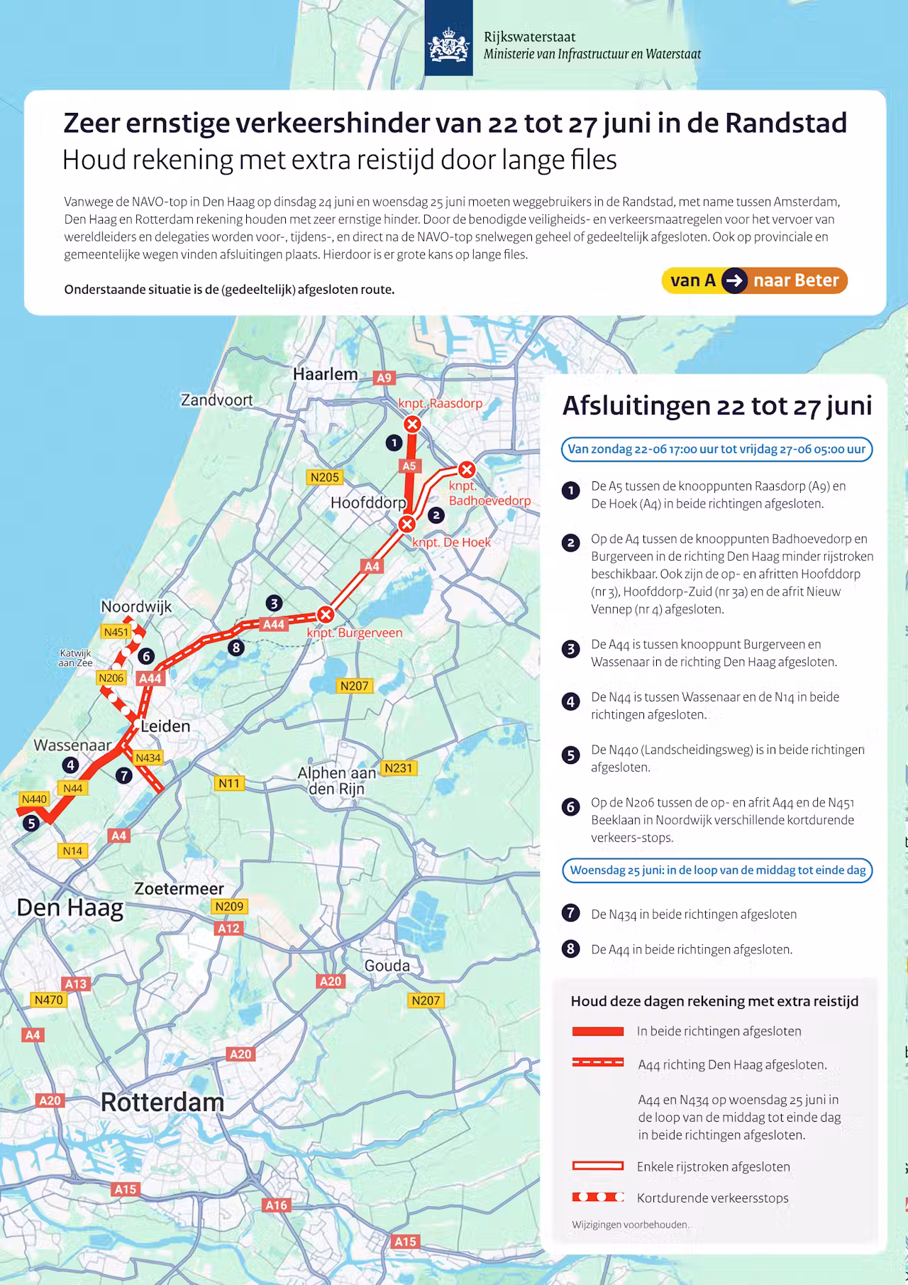 Autoverkeer Schiphol NAVO-top